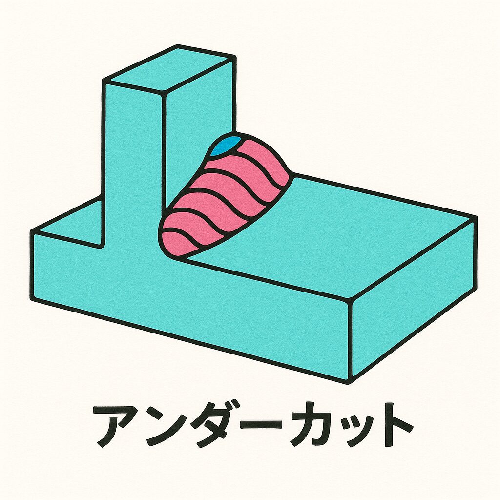 アンダーカットの立体図（T継手）